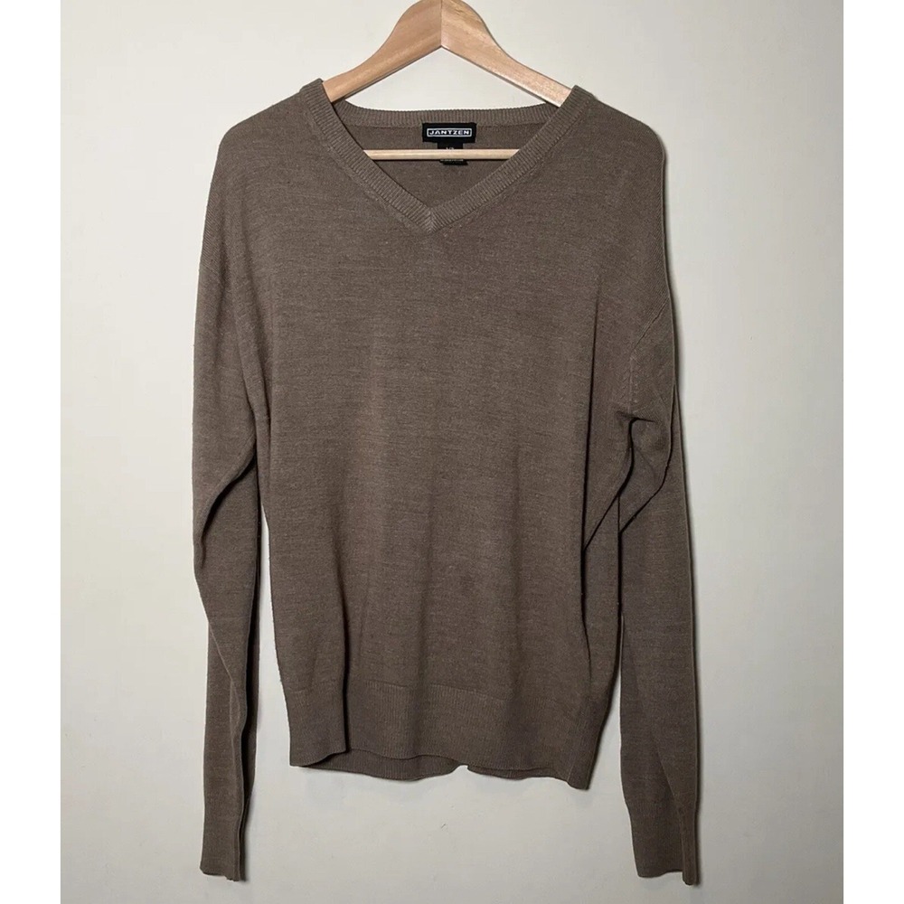 Vintage Jantzen V-Neck Sweater Brown Acrylic Sz L Preppy Academia Grandpacore
